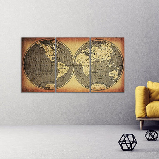 World map wall art paintings on canvas home wall decor canvas painting vintage world map custom world map living room art multi panel art