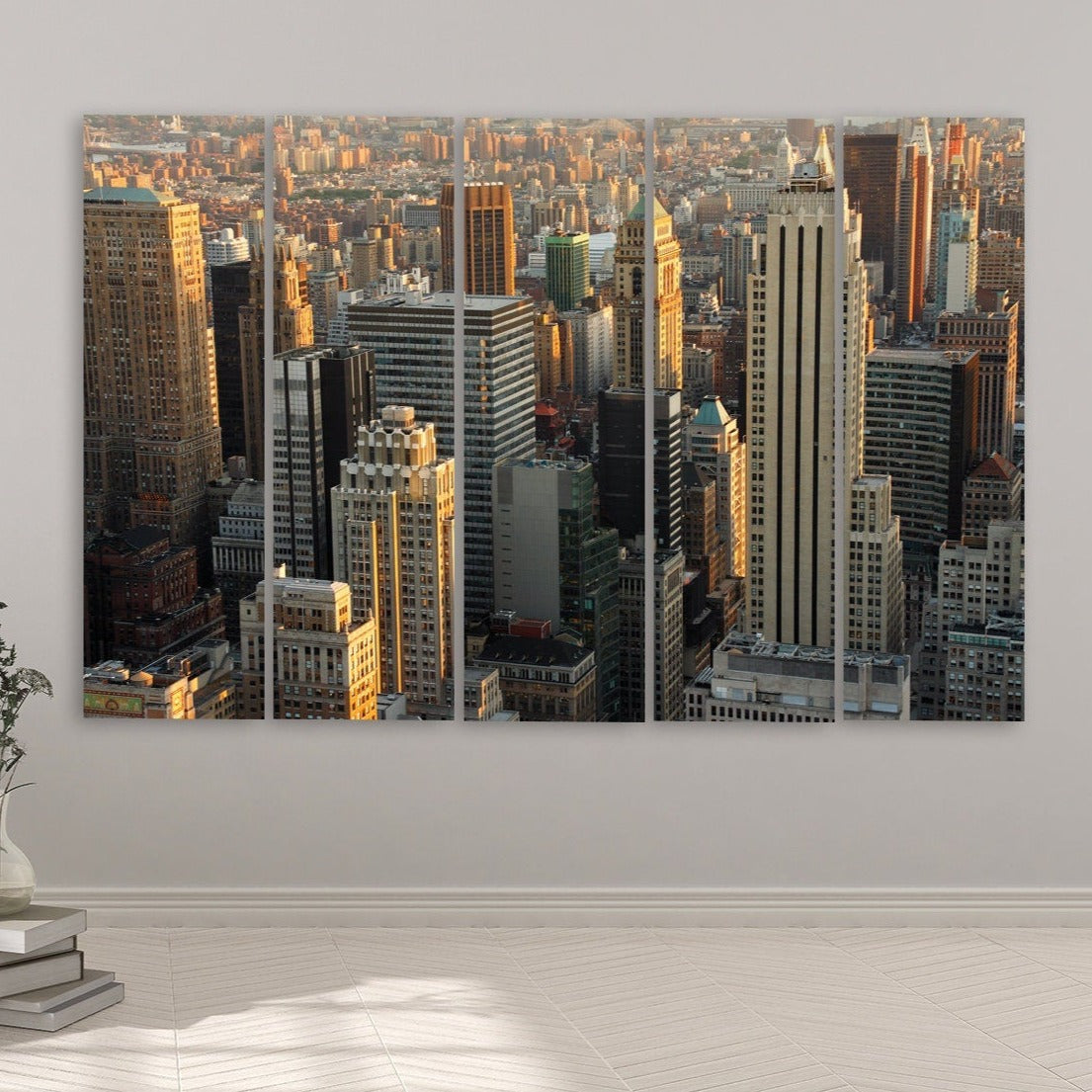 New York city wall art paintings on canvas, home wall decor, Manhattan wall decal, Rockefeller center multi panel wall art, canvas print