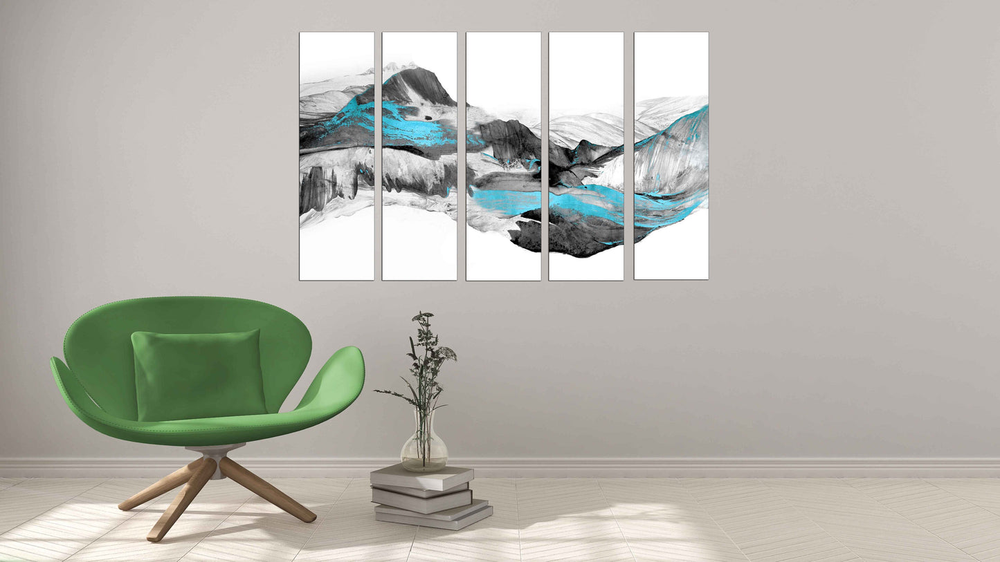 Abstract waves, Abstract wall art paintings on canvas, home wall decor, canvas painting, blue wave abstract, mountain wall art