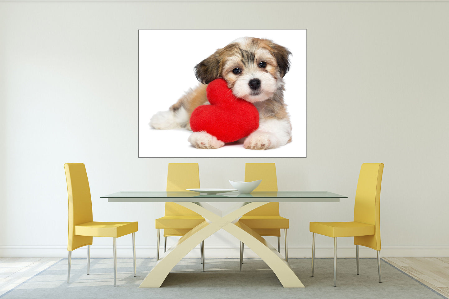 Red heart wall art, Love wall art paintings on canvas, valentines day gift, love picture, pet paintings, Valentine dog, heart wall decor