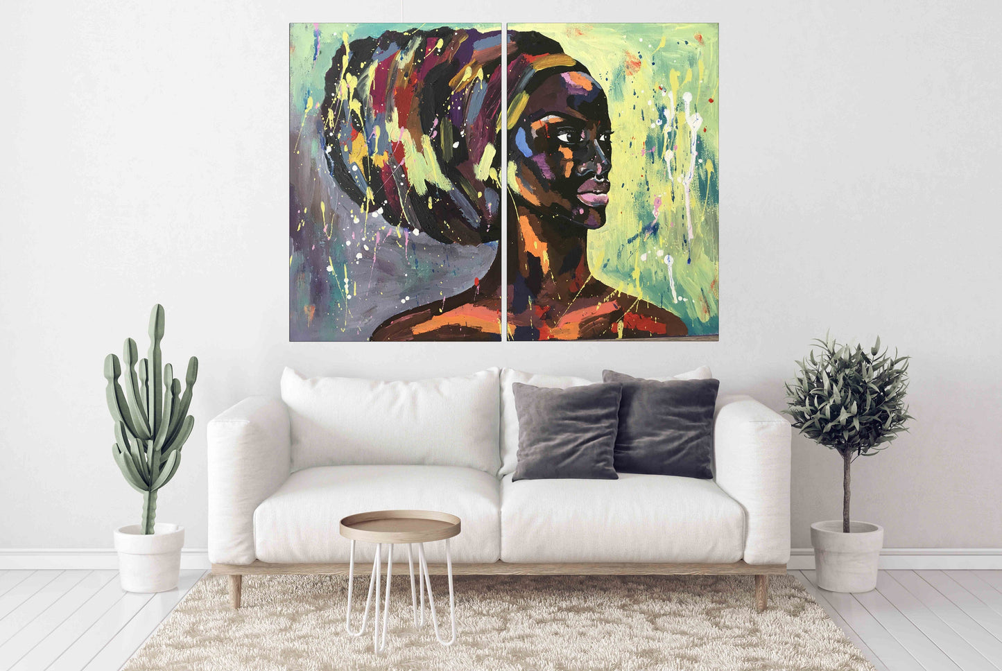 Black woman wall art Afro woman Abstract African wall art African canvas art painting Large wall art Trendy wall art African american art