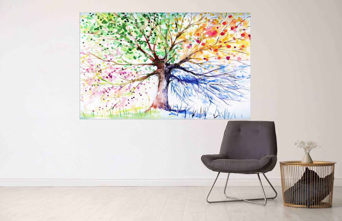 4 seasons tree wall art Four season tree Large canvas art canvas painting Multi panel wall art Extra large wall art