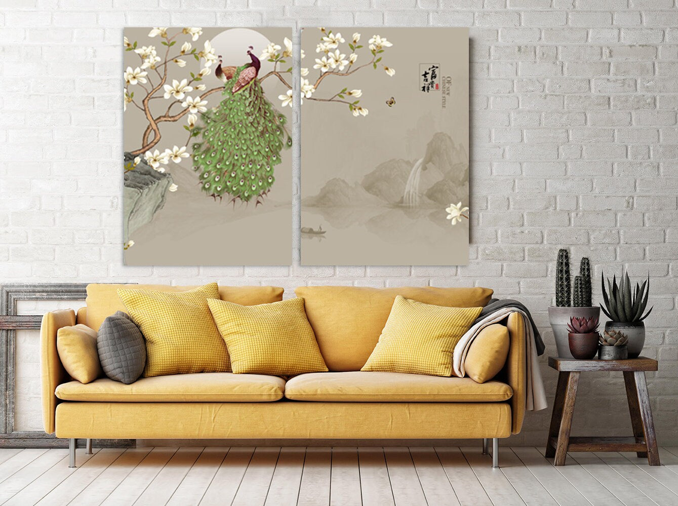 Sakura bonsai tree Peacock wall art Sakura blossoms Floral wall art japanese wall art canvas  japanese prints wall art asian wall art