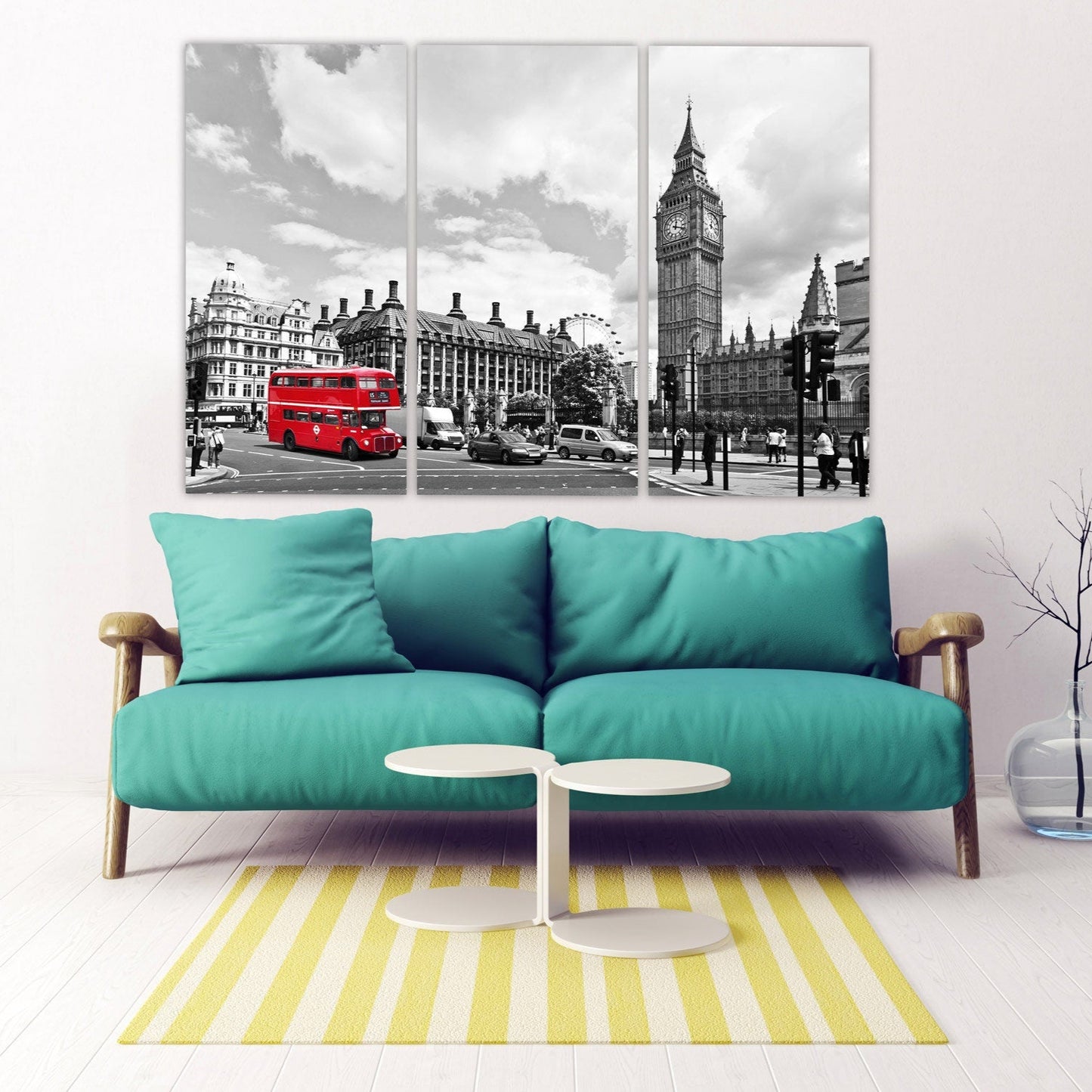 London wall art paintings on canvas, home wall decor, big ben wall decal, city multi panel wall art, canvas print, bathroom wall decor