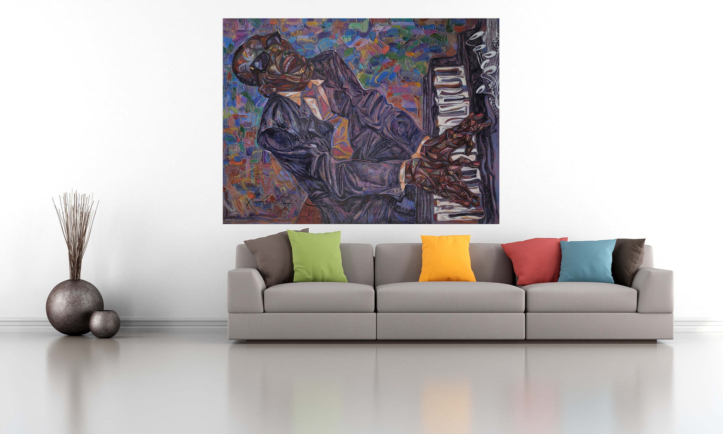 Music wall art jazz wall decor jazz club decor African american wall art Jazz canvas print Black man wall art