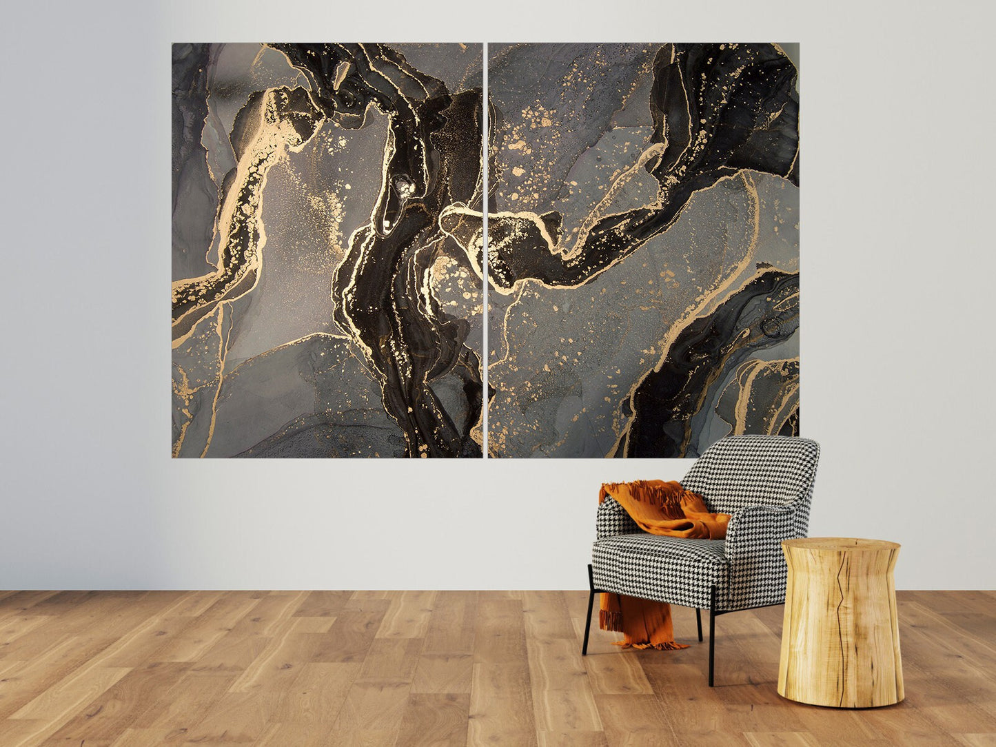 Black and gold marble wall art set Grey marble wall art Exclusive popular marble art Gold grey wall art Modern abstract art