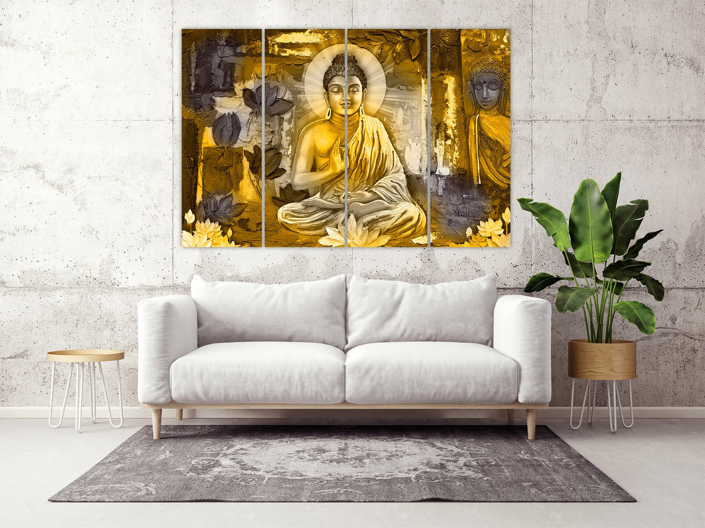 Buddha decor wall  art indian paintings on canvas religious extra large multi panel wall art Housewarming gift home painting