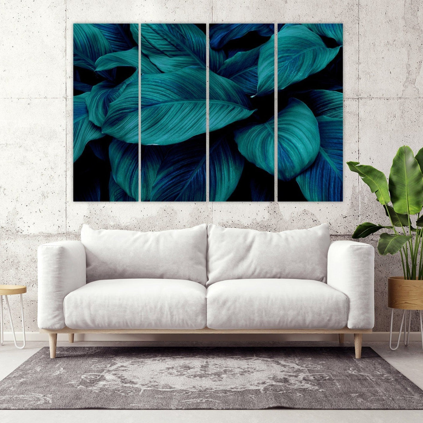 Huge Tropical leaves wall art paintings on canvas Home farmhouse wall decor canvas painting floral canvas wall art