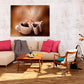 Coffee cup art print Kitchen Rustic wall coffee decor Extra large wall art Multi panel canvas painting coffee lover gift