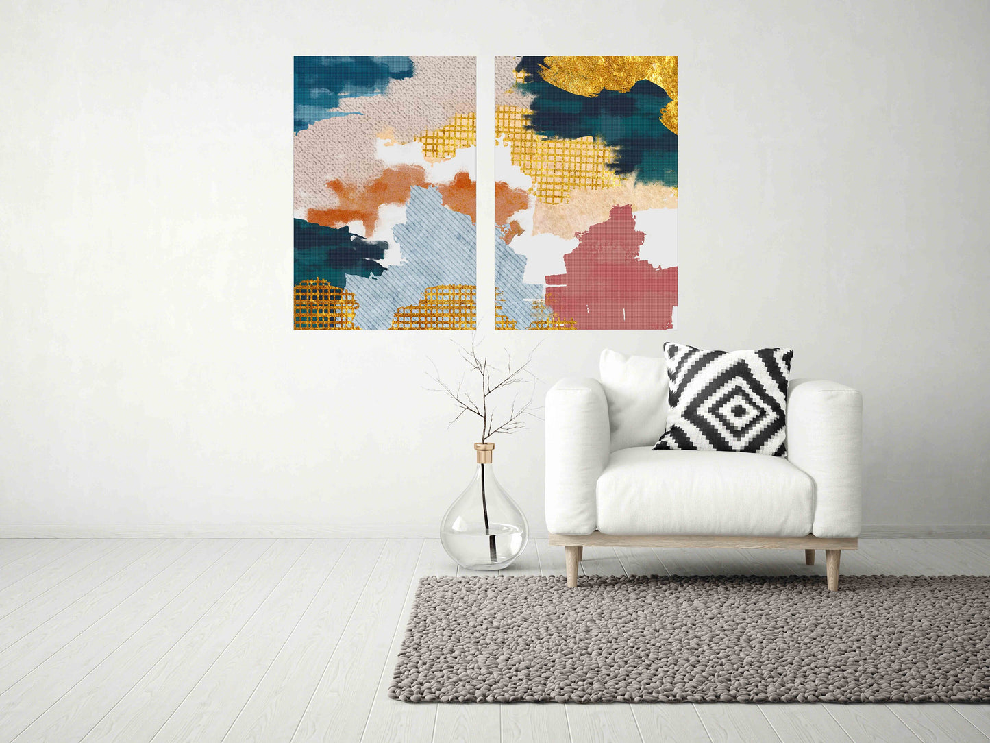 Abstract colorful painting large Modern abstract art Abstract expressionist painting Wall collage kit Abstract wall art Home wall decor