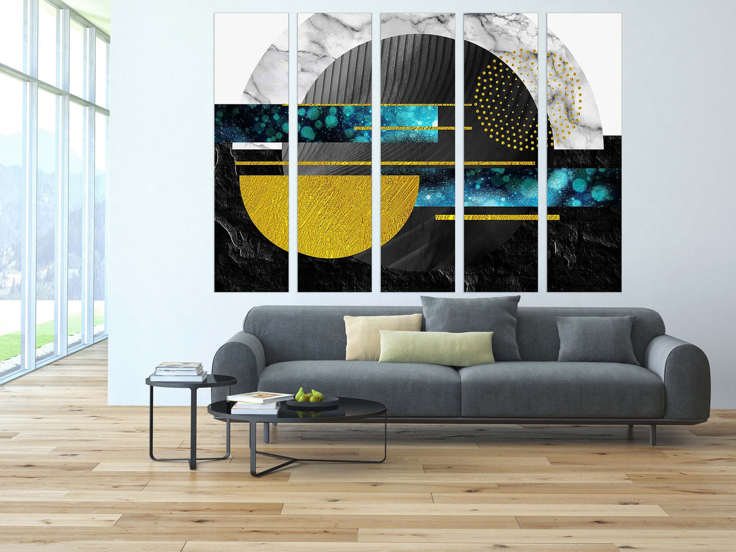 Geometric patterns Modern abstract art Wall collage kit Multi panel canvas Wall art Canvas painting Abstract wall art Home wall decor