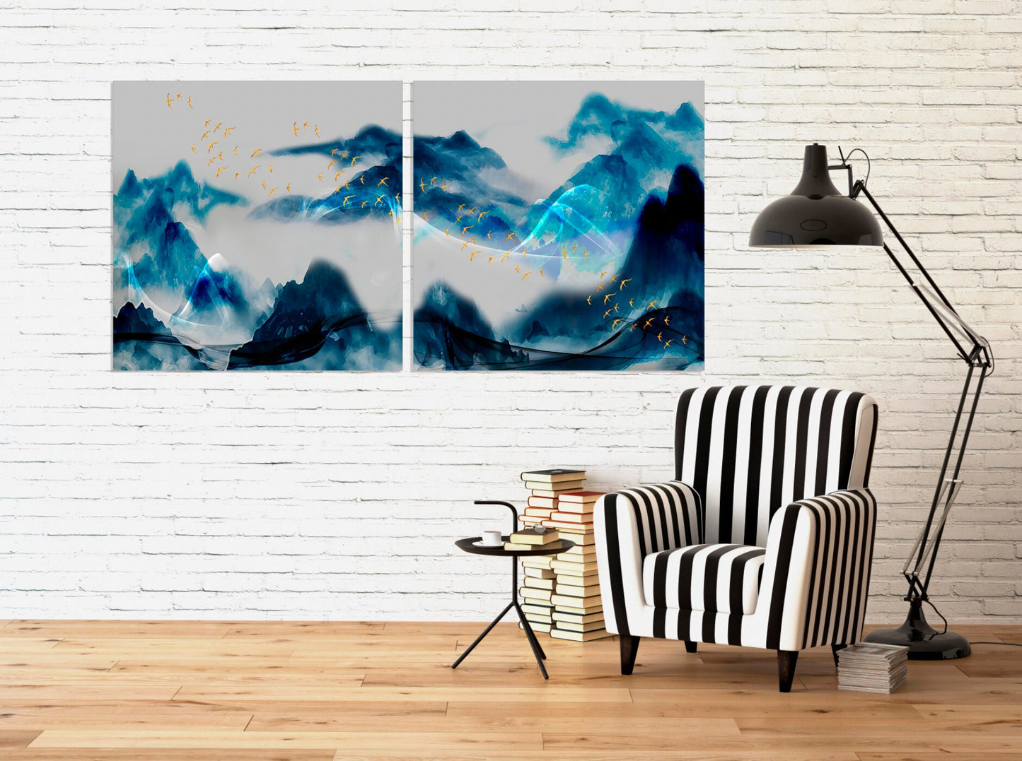 Blue ridge mountains Modern abstract art Multi panel canvas room wall decor Abstract wall art Extra large wall art Home wall decor