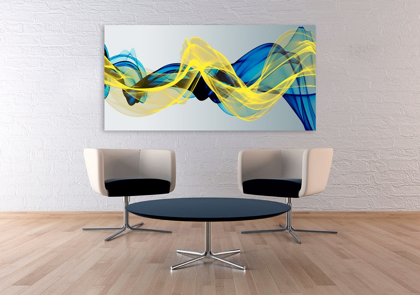 Blue and yellow wall art trendy Extra large Abstract wall art Modern Abstract painting Multi panel canvas room wall decor