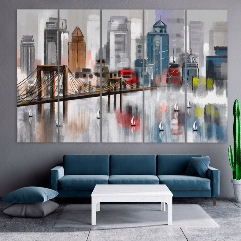 American bridge home wall decor Brooklyn bridge print New york city extra large multi panel wall art framed art print canvas oil painting