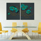 Asian japanese goldfish abstract horizontal extra large multi panel canvas wall art painting