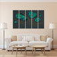 Asian japanese goldfish abstract horizontal extra large multi panel canvas wall art painting