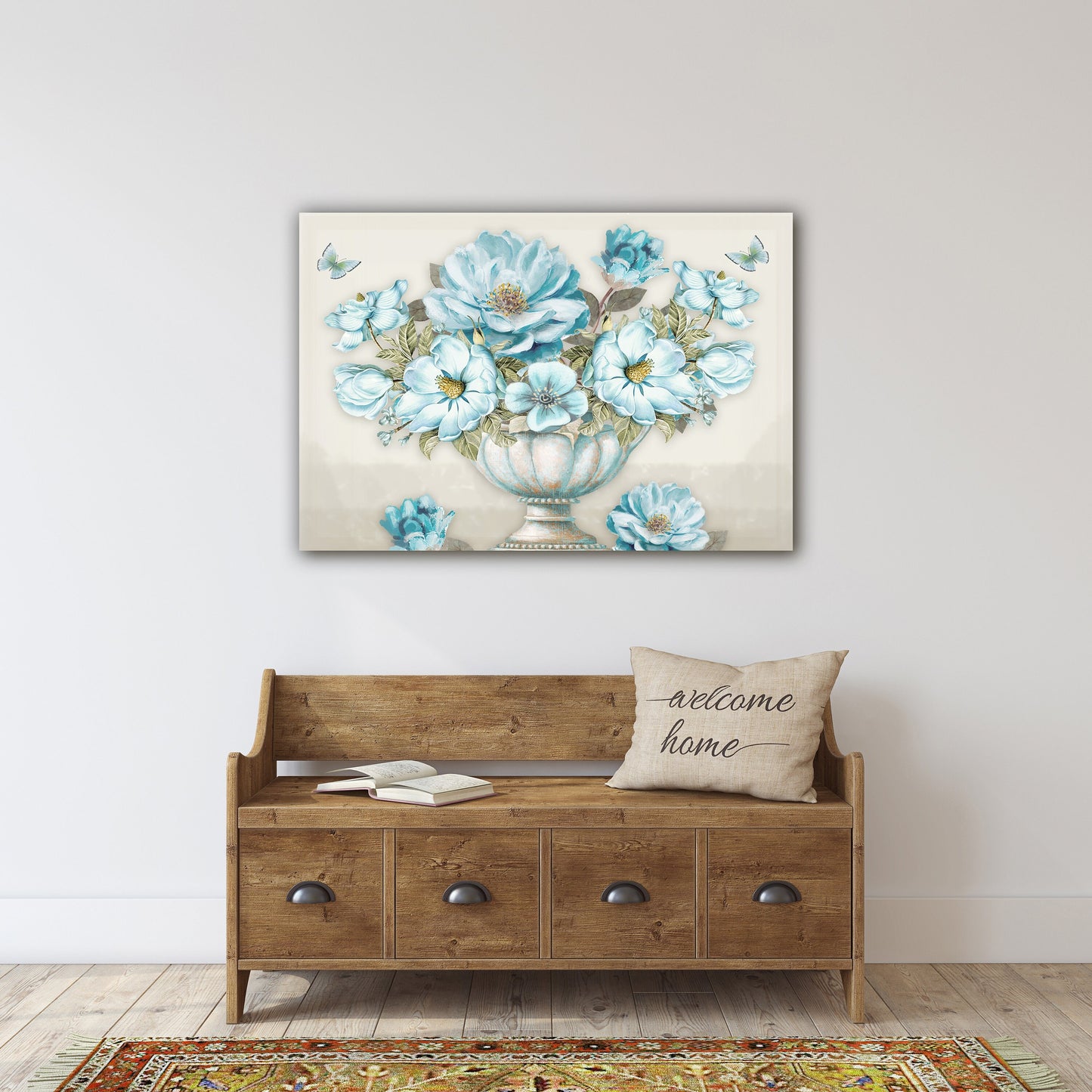 Art boho flowers wall art, botanical print canvas set flowers painting wide bathroom wall decor housewarming gift