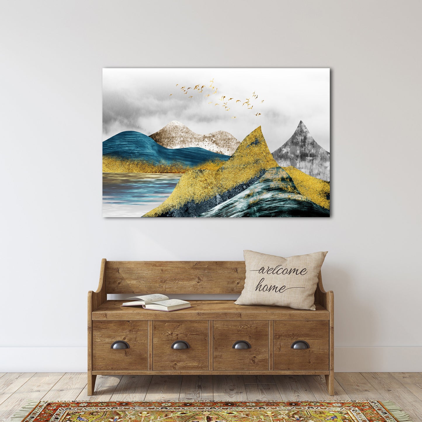 Blue ridge mountains abstract nature wall art canvas paintings japanese art canvas mountains wall art Smoky mountains gift