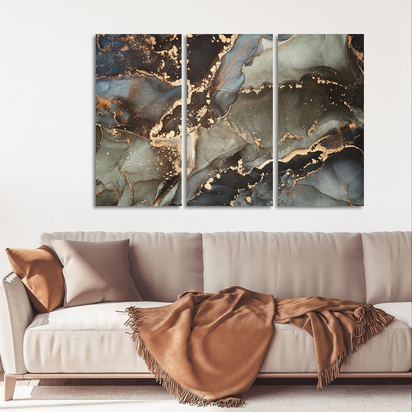 Abstract gold and black canvas wall art, marble wall decor canvas, abstract paintings, multi panel wall art, marble canvas