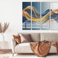 Abstract wall art, blue and yellow wall art modern abstract art multi panel canvas room wall decor, abstract painting, extra large wall art