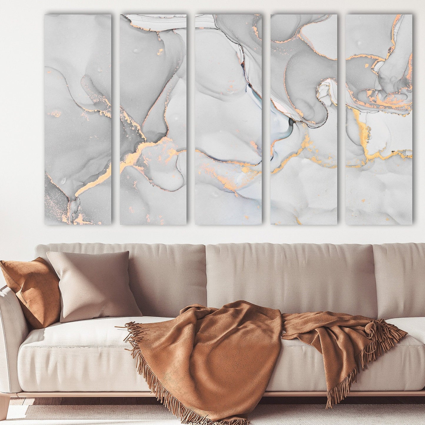 Marble canvas abstract, marble wall decor, white and gold wall art abstract wall art paintings on canvas, multi panel wall art