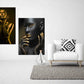 Modern framed canvas wall art paintings, home wall fashion decor in gold and black, two panel  print wall art with woman in floating frame