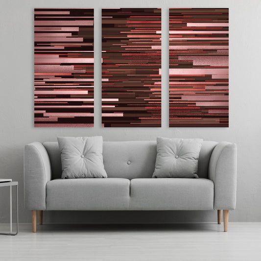 Abtract line extra large print canvas wall art, set of 3 red wall arts, modern abstract multi panel home wall decor, printable wall art