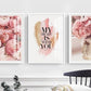 Set of three floral print wall arts in floating frame, modern framed floral artwork, bink flowers canvas print, inspiritual saing wall art