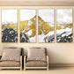 Multi panel gold mountains wall framed canvas painting, set of 3 wall mountain arts in gold floating frame, asian nature wall art for gift