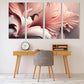 Large floral wall art, pink three piece artwork, multi panel abstract hanging wall decor, petals canvas print for bedroom, artwork for gift