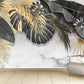 Tropical wallpaper peel and stick wall mural, monstera leaf wallpaper, leaf wallpaper modern vinyl wallpaper green marble wallpaper