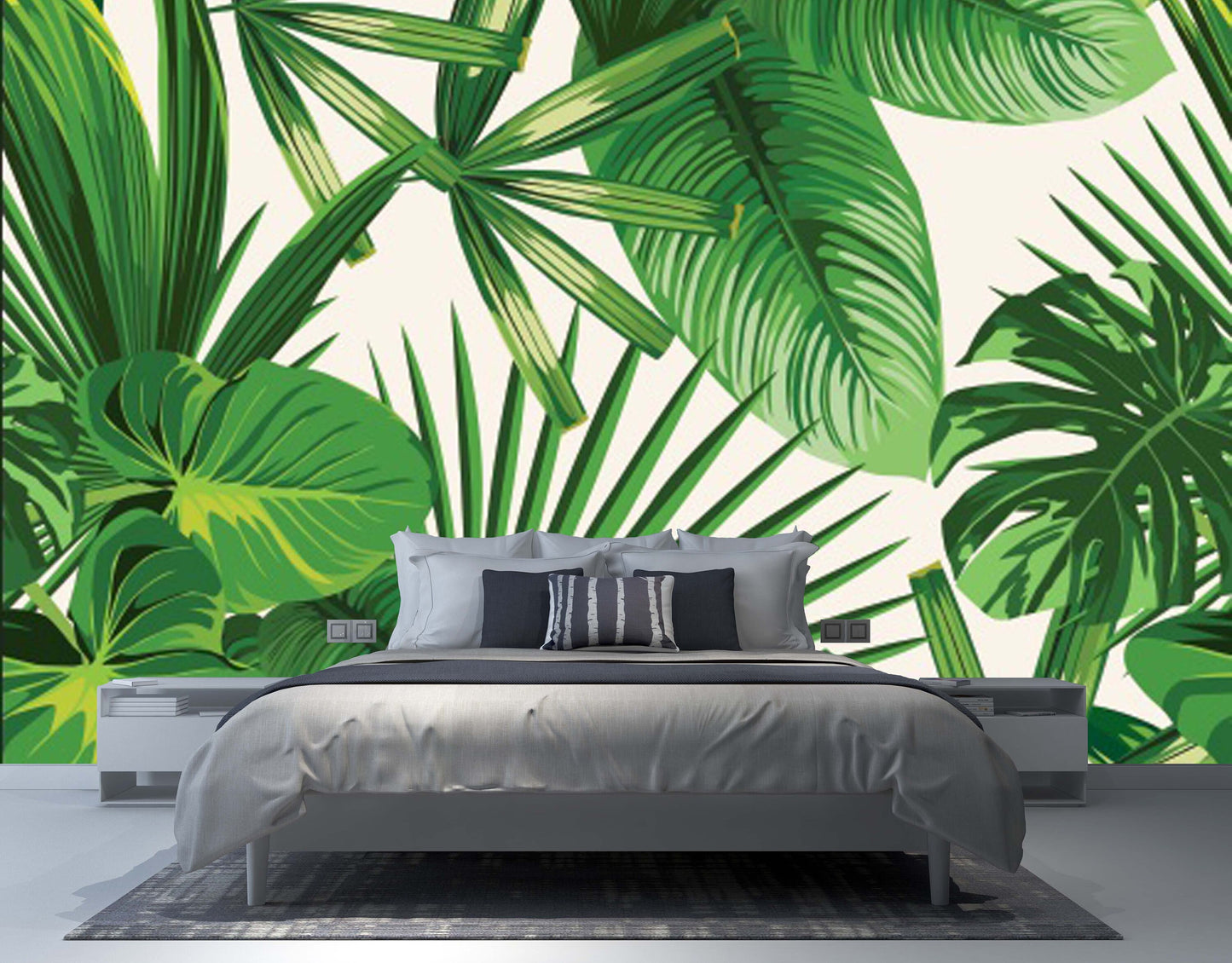 Banana leaves decor wallpaper Tropical wallpaper Leaf Removable wallpaper vinyl wallpaper modern wallpaper banana leaves print