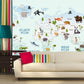 Animal world map World map mural Removable wallpaper Textured wallpaper nursery wallpaper vinyl wallpaper modern wallpaper wall print art