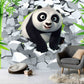 Panda wall art kids Animal Removable Textured wallpaper nursery wall mural vinyl modern wallpaper wall print art
