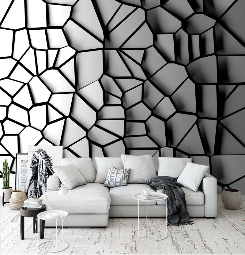 Abstract wallpaper Peel and stick wallpaper Photo wallpaper Textured wallpaper black wallpapers geometric wallpaper 3d wall mural