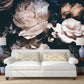Dark floral wallpaper Floral wallpaper Peel and stick wallpaper Flowers wallpaper Peonies wall art Botanical removable wallpaper