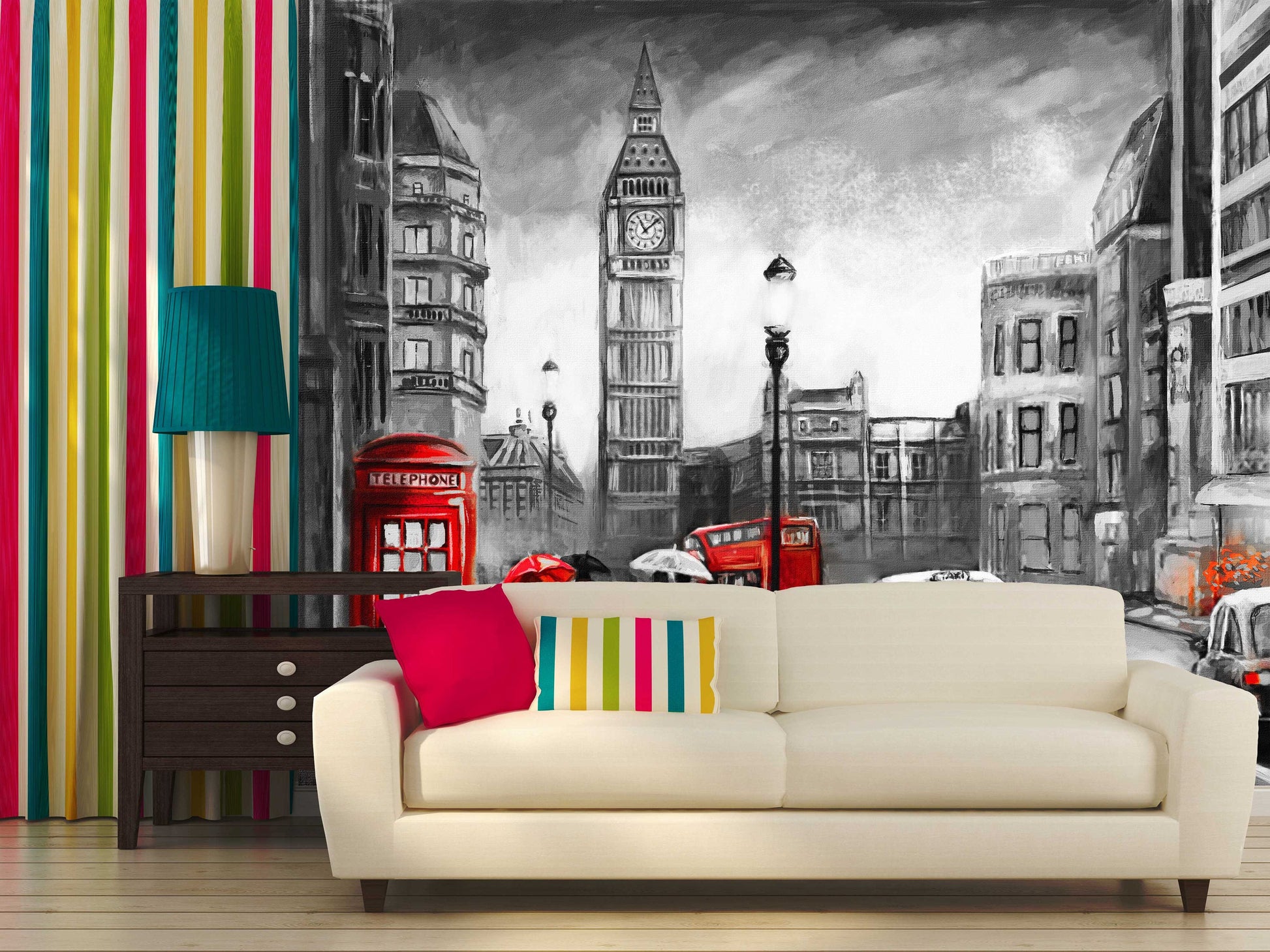 London wall mural London bus decal Big ben wall decal London big ben England london wall art vinyl wall murals mural peel and stick