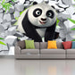 Panda wall art kids Animal Removable Textured wallpaper nursery wall mural vinyl modern wallpaper wall print art