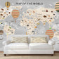 Animal world map World map mural Removable wallpaper Textured wallpaper nursery wallpaper vinyl wallpaper modern wallpaper wall print art