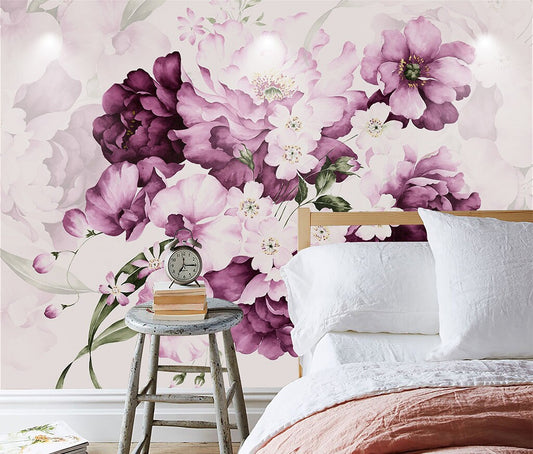 Flowers wallpaper Floral Peel and stick wallpaper Photo wallpaper Textured wallpaper adhesive wallpaper Botanical removable wallpaper