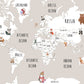 Animal world map World map mural Removable wallpaper Textured wallpaper nursery wallpaper vinyl wallpaper modern wallpaper wall print art