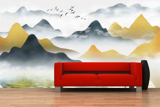 Japanese wall art Self adhesive mural Abstract wallpaper Minimalist wall decor Peel and stick wallpaper removable wallpaper Bedroom decor