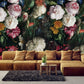 Dark Floral Peel and stick flowers Wallpaper Botanical Textured adhesive Wall Mural Decor for Bedroom Living Room