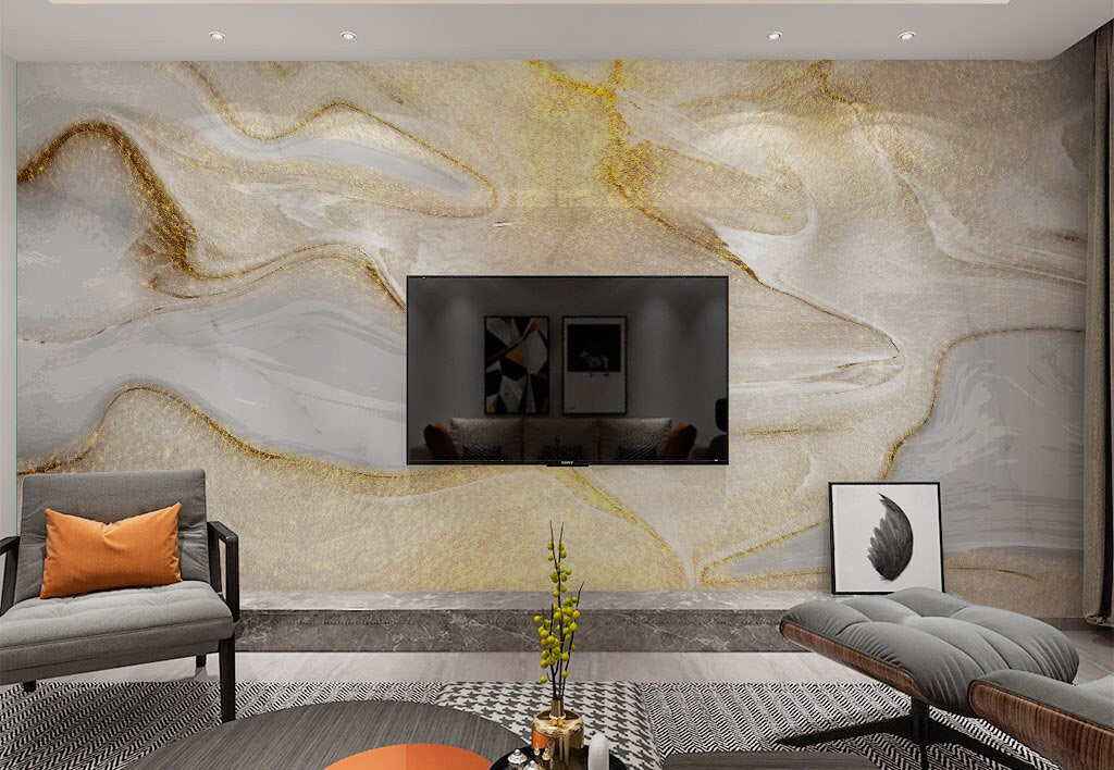 Marble Wall Mural Peel and Stick Self Adhesive Removable Abstract Wallpaper Gold Wallpaper Living Room Bedroom wall decor fluid art