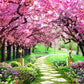 Fairy garden landscape wall mural Japanese cherry blossom tree stickers peel and stick wallpaper Nature wall decoration