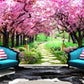 Fairy garden landscape wall mural Japanese cherry blossom tree stickers peel and stick wallpaper Nature wall decoration