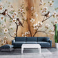 Sakura blossoms Japanese painting Chinoiserie wallpaper Botanical removable Japanese wall art Flowers wall mural prints Peel & stick