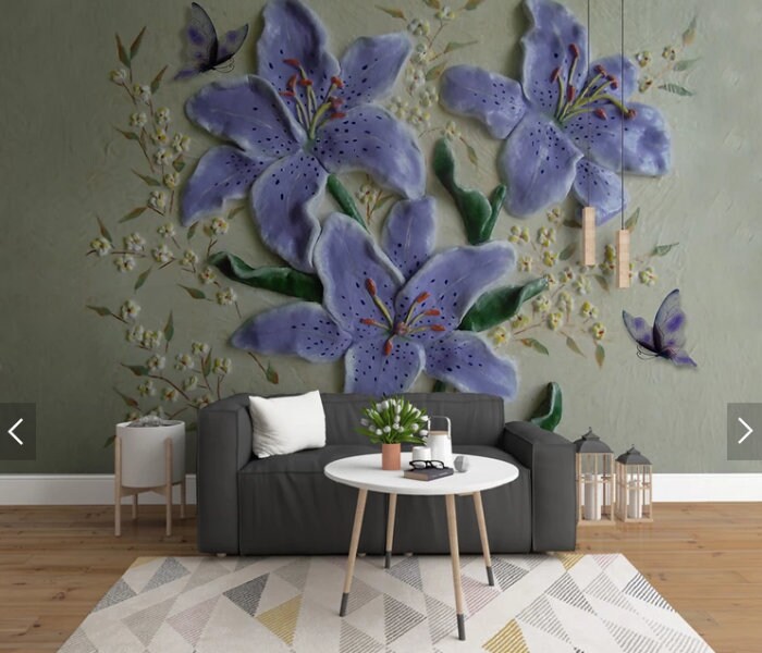 Large floral wallpaper Flower wall backdrop Peel and Stick wall mural Self Adhesive Removable wallpaper Living Room Bedroom wall decoration