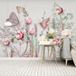 Peel and stick Flower wall backdrop Peony wallpaper Botanical removable Home wall decor Murals for girls Wall stickers butterflies