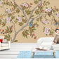 Chinoiserie painted silk Sakura blossoms Botanical removable Japanese wall art Flowers wall mural prints Peel & stick Art deco wallpaper